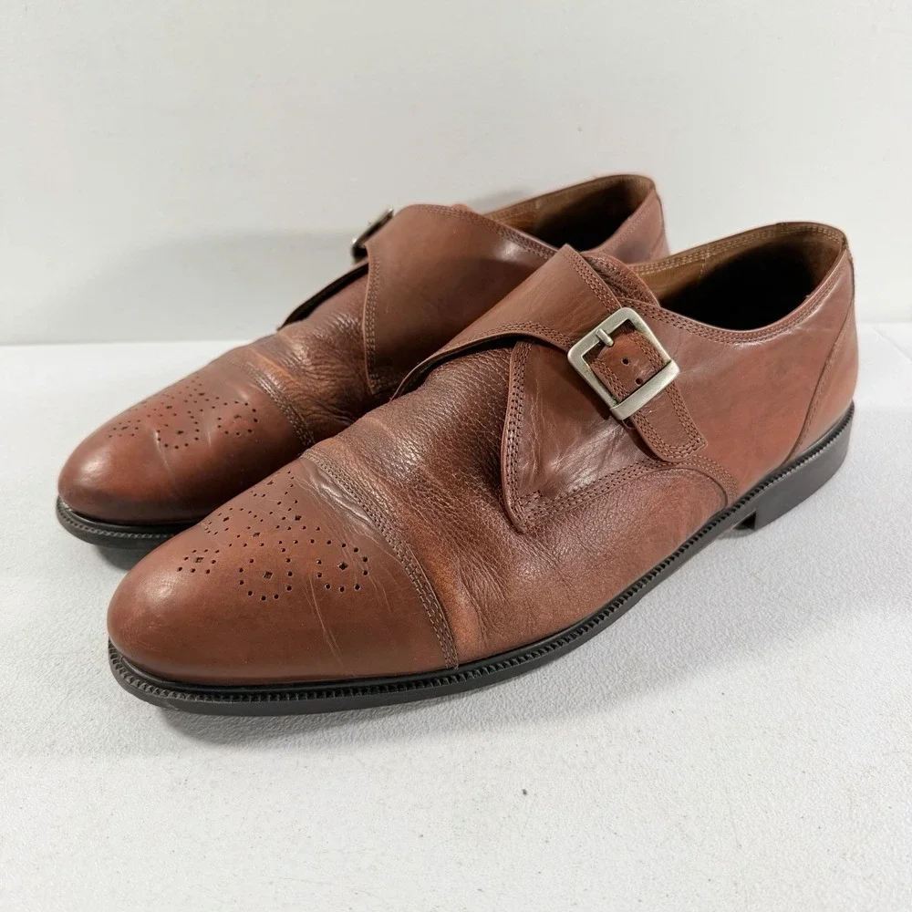 Stanley‎ Blacker Men's Brown Leather Cap Toe Monk Strap Dress Shoes Size 13 M